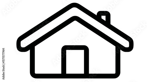 Minimalist house icon in continuous black line design  
