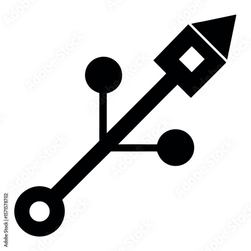 Black usb connector icon isolated on white background