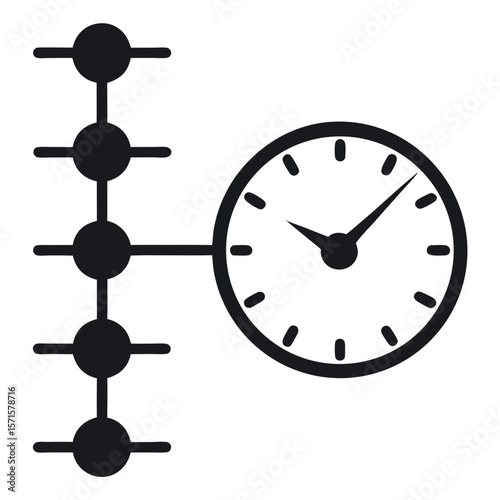 Abstract timeline clock icon isolated on white background