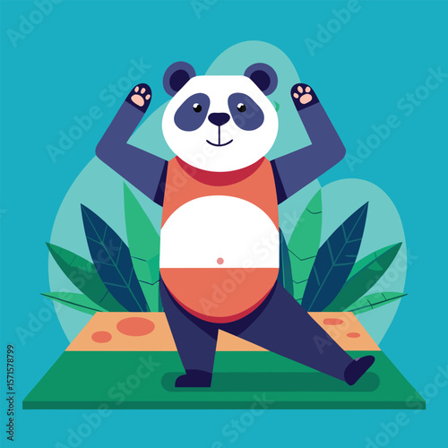 Adorable Panda Practicing Yoga A Cute Illustration