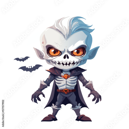 Cartoon Horror Character – Vector Illustration on White Background for Halloween, Scary Stories, and Spooky Design Projects


