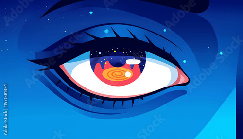Surreal cosmic eye with galaxy reflection