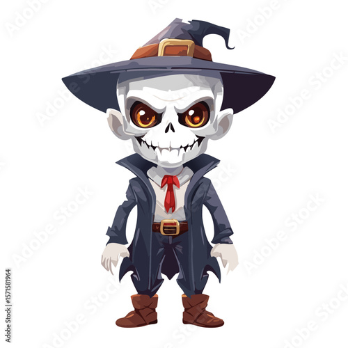 Cartoon Horror Character – Vector Illustration on White Background for Halloween, Scary Stories, and Spooky Design Projects

