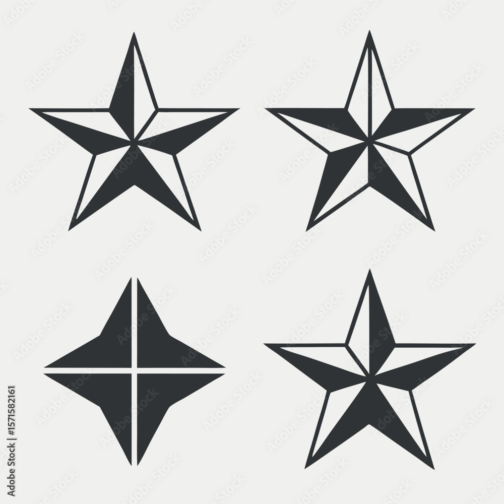 Fototapeta premium Geometric star shapes collection isolated on white background