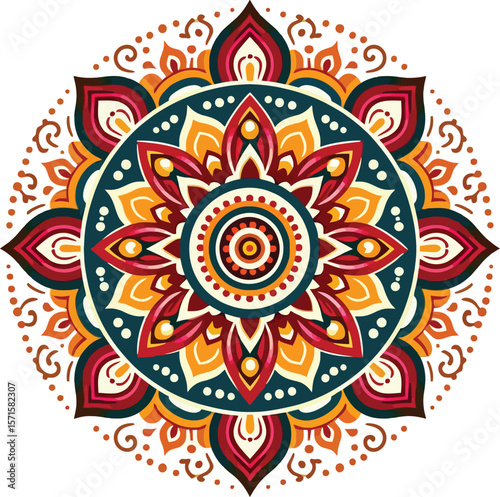 Vector Clipart of a Diwali Rangoli: Vibrant Floor Art for Festive Celebrations