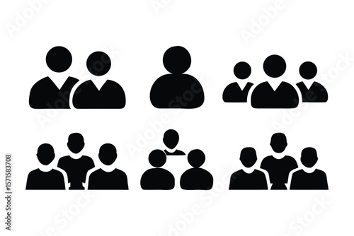 Collection of Simple Black and White People Icons