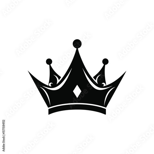 Elegant Black Crown Icon: Royalty, Leadership & Success
