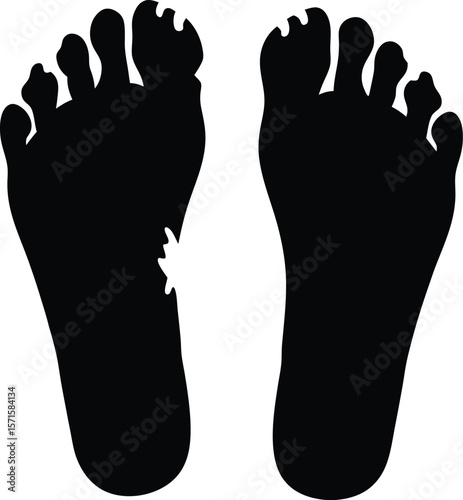 Human Footprint Silhouette Vector Illustration Showing Bare Feet - Minimalist Style for Wellness and Walking Concepts