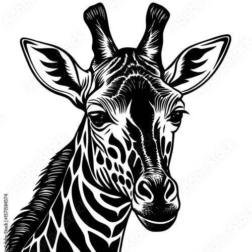 Striking Close Up Portrait of a Giraffe with Vibrant Orange and Brown Markings