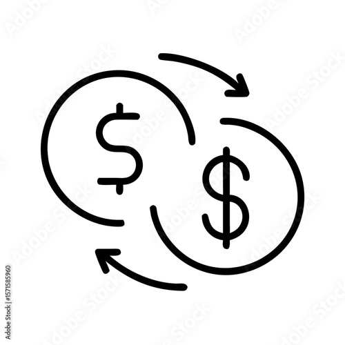 Minimalist currency exchange icon on white background
