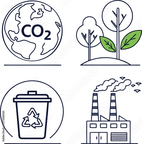 Environmental & Climate Change Icons Vector