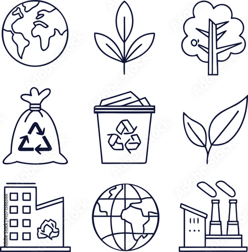 Environmental & Climate Change Icons Vector