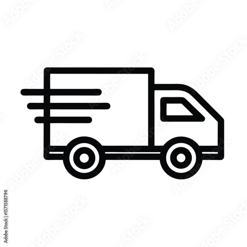 Fast Delivery Truck Motion Lines Icon Vector Illustration