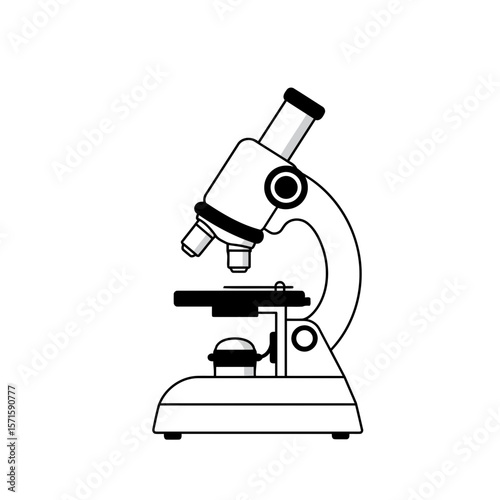 A minimalist microscope vector icon for science