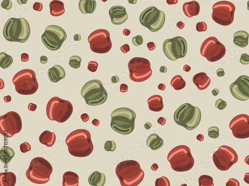 Seamless vector pattern illustration with apples and pears, perfect for nature-inspired food, cafes, or valentine decor
