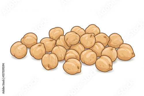 Garbanzo beans graphic is perfect for scalable prints, icons, or culinary designs, featuring a group of fresh, tan-colored chickpeas.