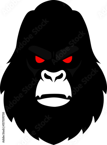 Detailed Angry Gorilla Face Vector Illustration with Muscular and Chiseled Features