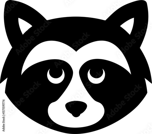 Detailed Raccoon Head Illustration in a Circular Frame for Banner or Advertisement