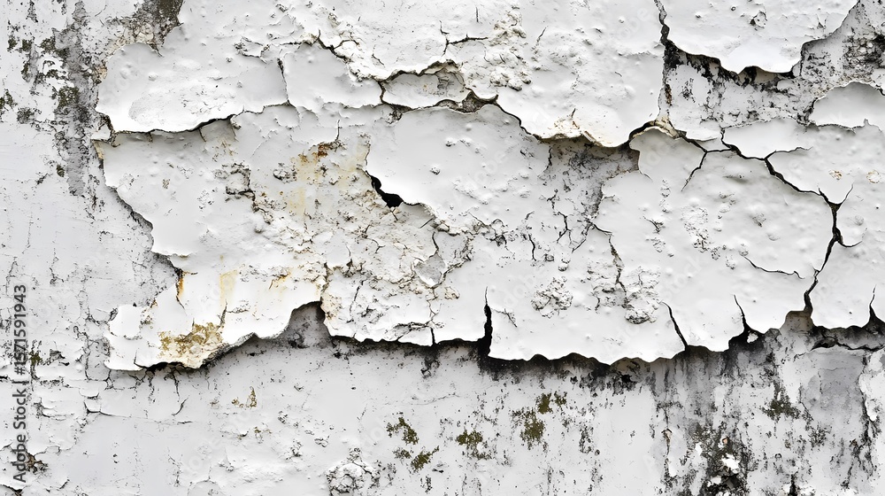 Obraz premium Cracked Paint Texture Weathered White Surface Background 