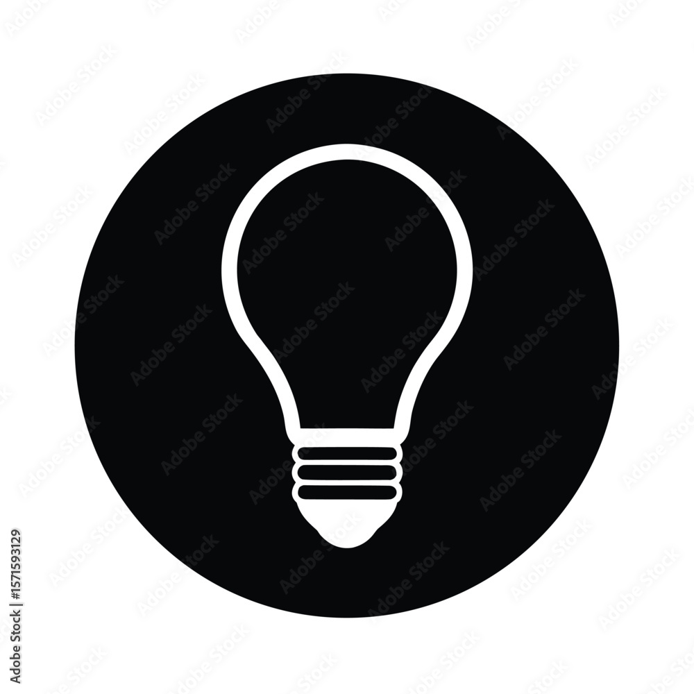 Lightbulb Solid Circle Icon Vector Illustration Lightbulb Solid Circle Icon Vector Illustration
