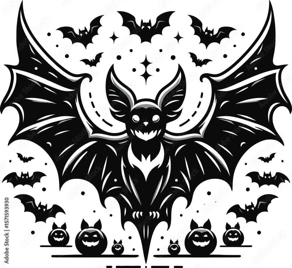 Fototapeta premium High-Resolution Halloween Bat Vector Clipart on a Clean White Background