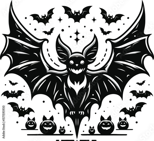 High-Resolution Halloween Bat Vector Clipart on a Clean White Background