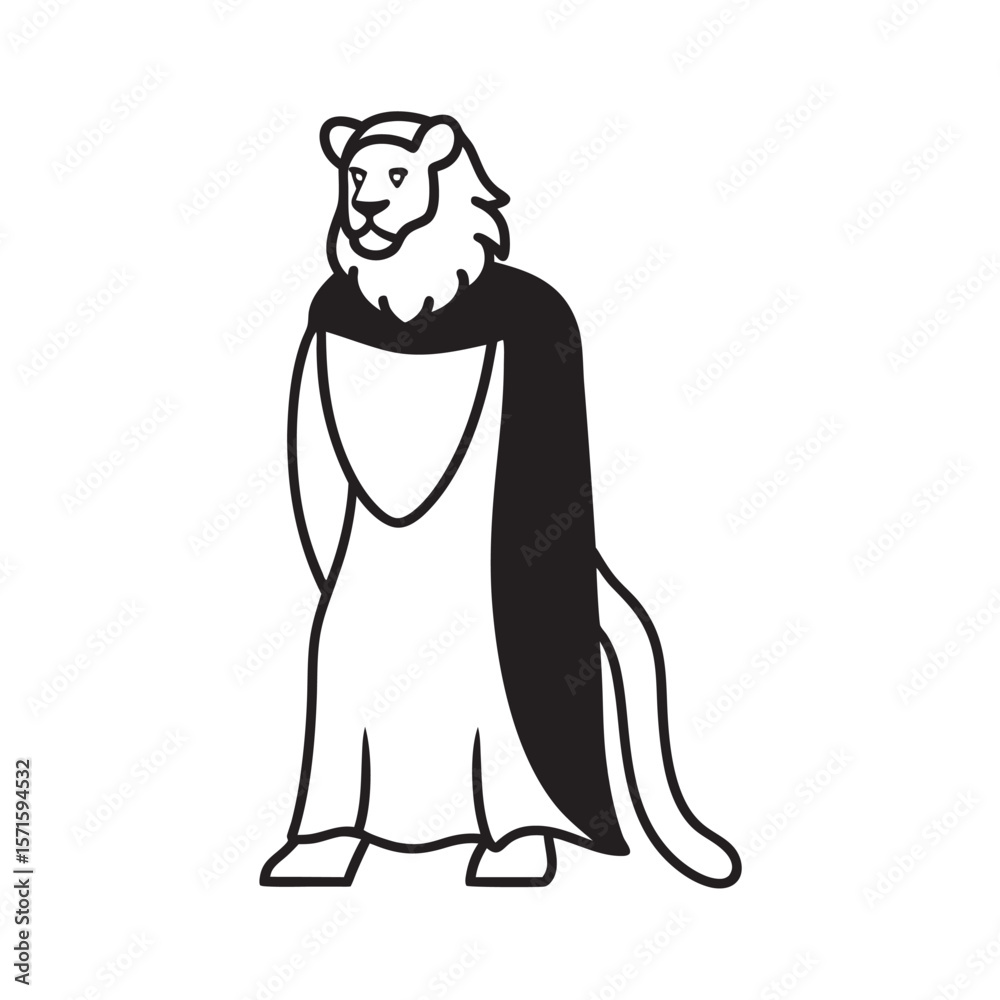 Fototapeta premium Lion In King Robe And Cape Outline
