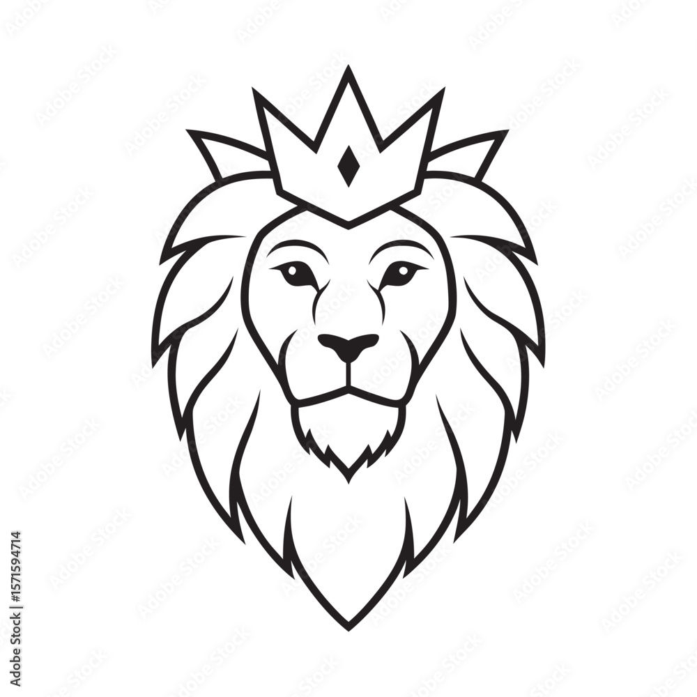 Fototapeta premium Royal Lion Head With Regal Crown