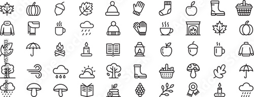Autumnal icons collection fall leaf