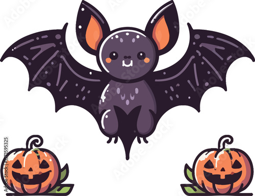High-Resolution Halloween Bat Vector Clipart on a Clean White Background