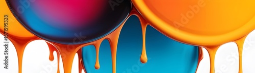 Vibrant colors melt over concentric circles for expressive modern background