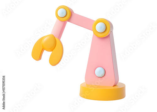 3D Robotic Arm Technology Icon for Automation and Industry 4.0