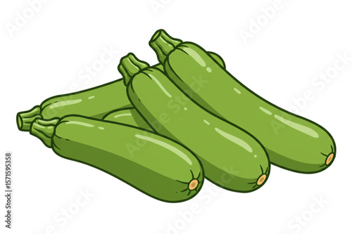 Fresh zucchini pile graphic element for farmers markets, healthy food promotions, and organic vegetable designs, use this produce as a logo or brand asset.