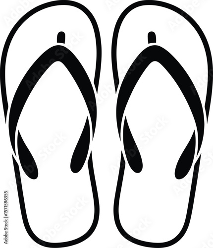 Simple Black and White Flip-Flop Illustration