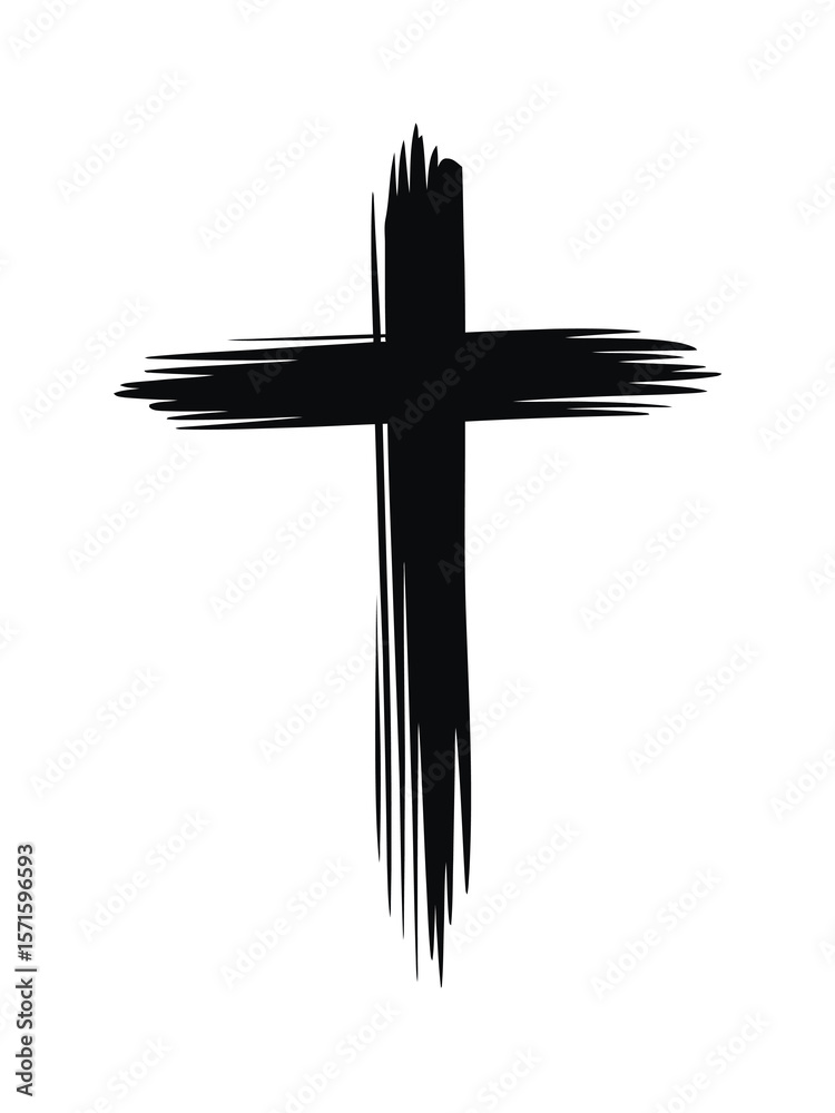  Ash Cross Clipart Black and White for Ash Wednesday, Lent Season, Christian Religious Poster, Church Banner, Social Media Post, Card, Ashes Symbol Isolated