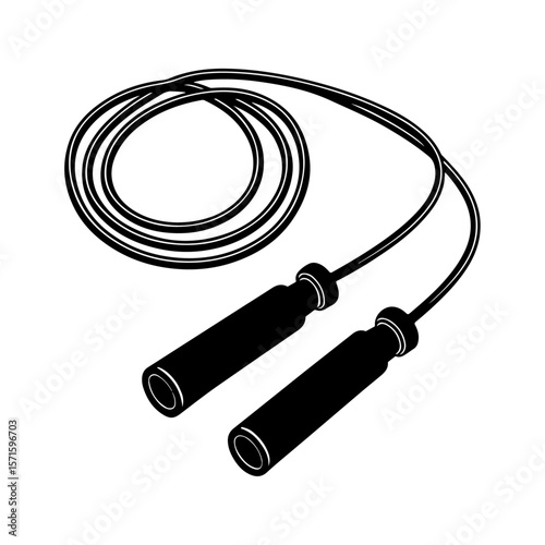 Black Jump Rope with Plastic Handles for Home Fitness and Cardio Training