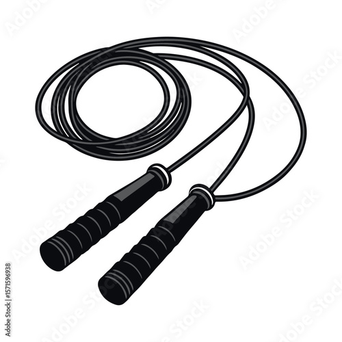 Black Jump Rope with Plastic Handles for Home Fitness and Cardio Training