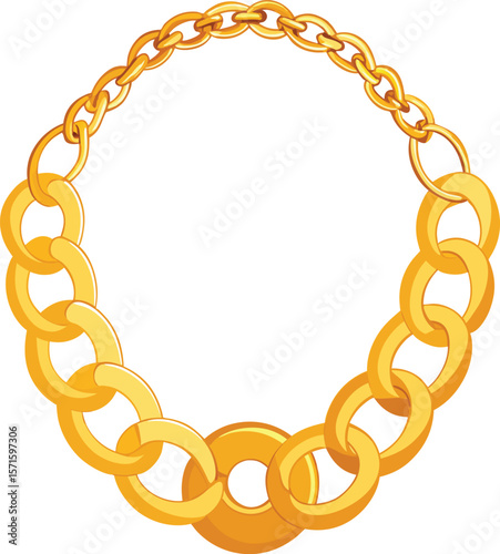 Adobe Illustrator Artwork Senior man wearing tank top and gold chains with dollar sign, mid section
