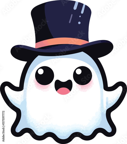 Minimalist Halloween Ghost Clipart: 8K Vector Design