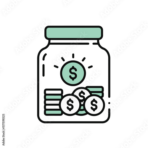 Illustration of saving money in a glass jar.