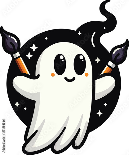 Minimalist Halloween Ghost Clipart: 8K Vector Design
