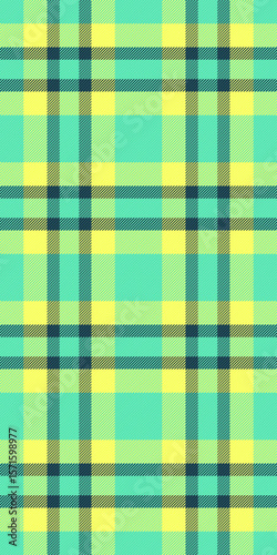 Vibrant teal and yellow plaid pattern.  Perfect for textile design, website backgrounds, or fashion projects. This cheerful, modern texture offers a fresh, summery feel, conveying energy and optimism.