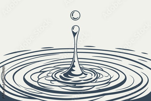Water Droplet on Abstract Ripple in Minimal Modern Style


