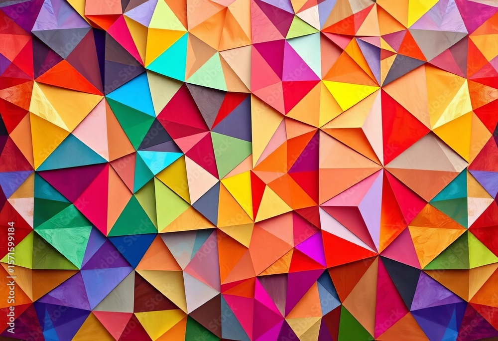 Obraz premium Intricate colorful geometric shapes intersect, forming a vibrant abstract mosaic, contemporary, complex