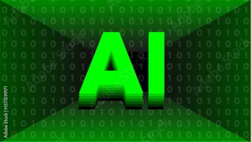INTELIGENCIA ARTIFICIAL EN VERDE CON FONDO DE LENGUAJE BINARIO
