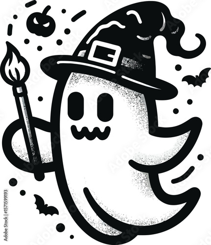 Minimalist Halloween Ghost Clipart: 8K Vector Design