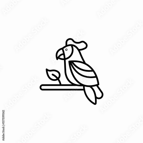 perched parrot bird icon sign vector