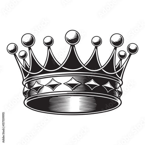 Vector art of a royal crown with decorative elements is isolated on white background