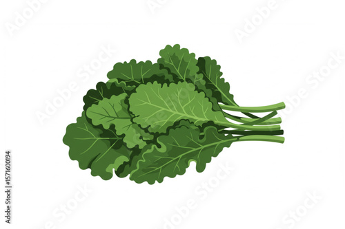 Freshly harvested collard greens graphic, a nutrient-rich vegetable bunch, great for health, wellness, and culinary designs.