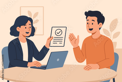 Human resources job interview, employer offering employment contract, successful recruitment, career opportunity, HR manager hiring candidate, job vacancy, onboarding process